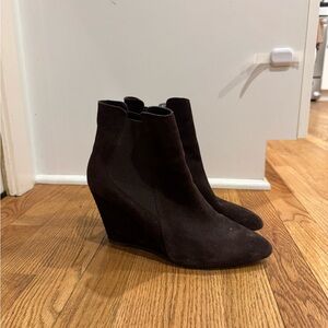 Charles David Black Suede Wedge Ankle Booties